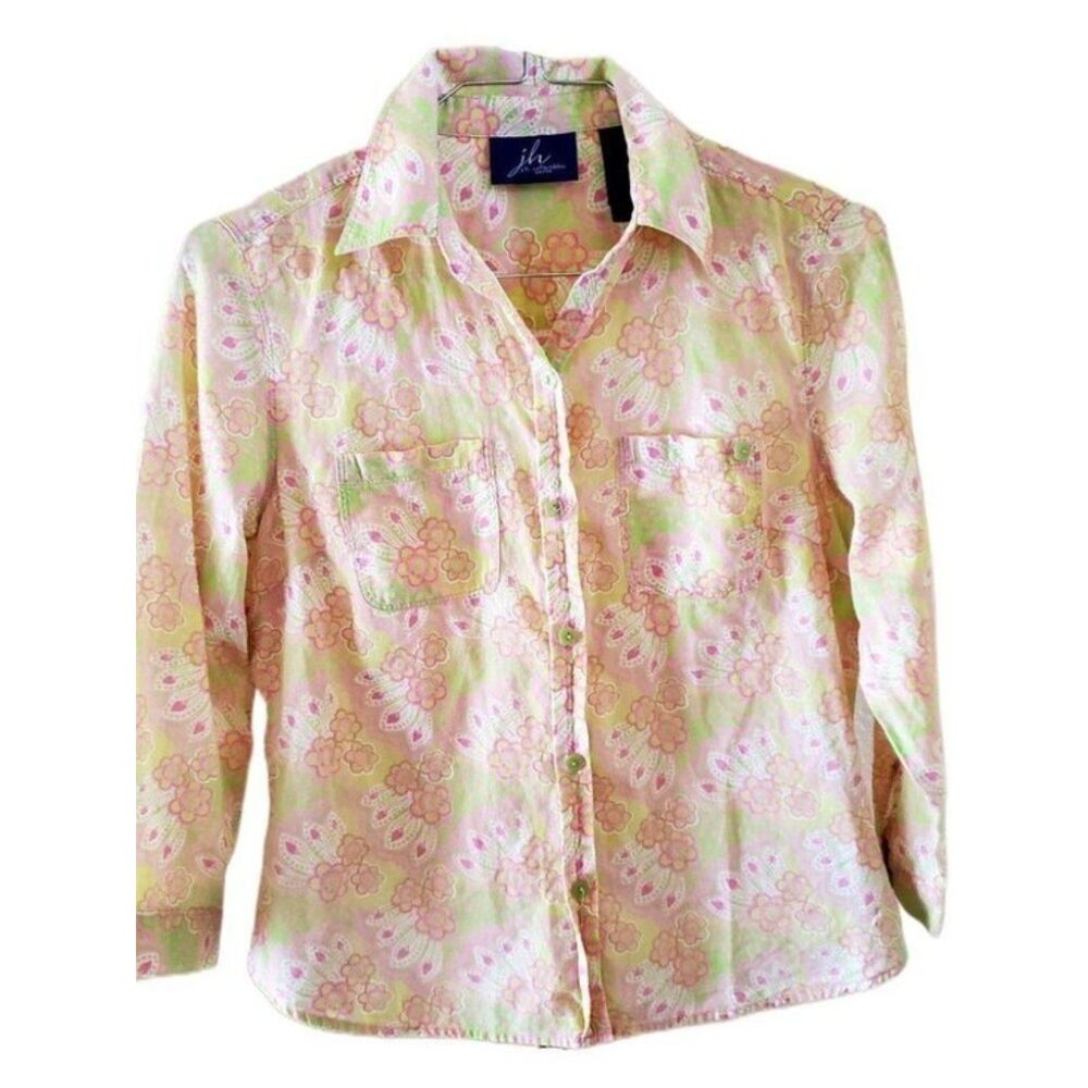 JH Collectibles Retro Style Colorful Floral Button Down Top